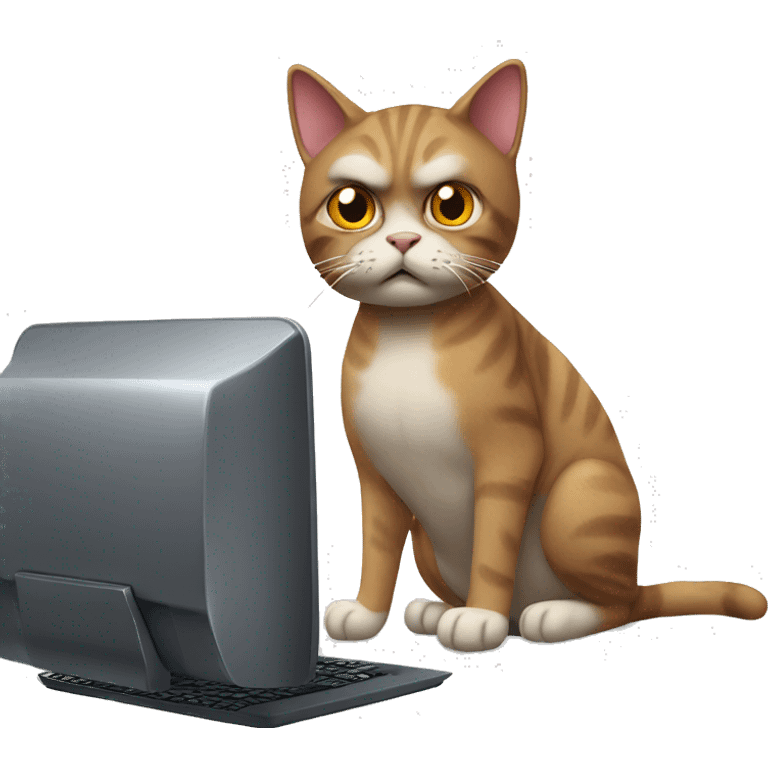 cat angry at computer emoji