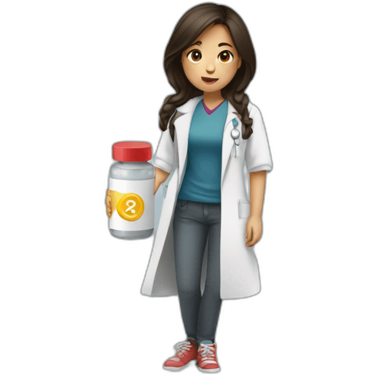 Brune girl taking médical drug emoji