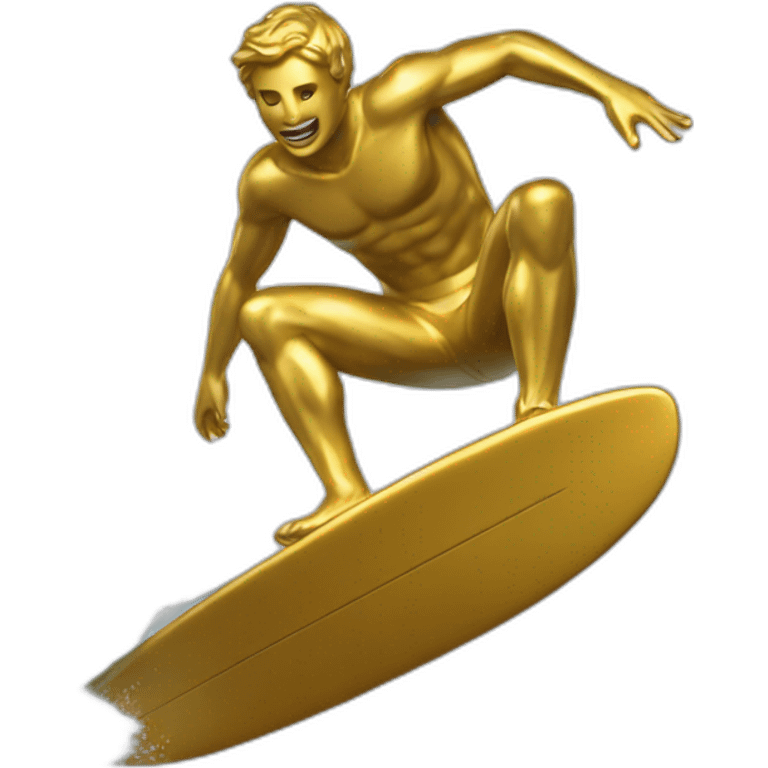 A golden statue of someone surfing emoji