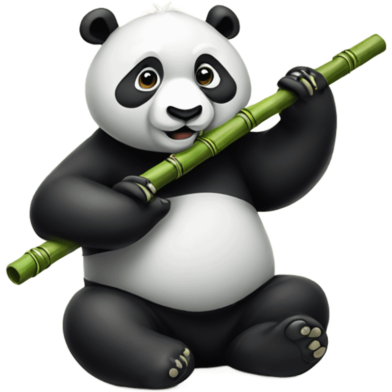 Panda playing a bamboo flute emoji