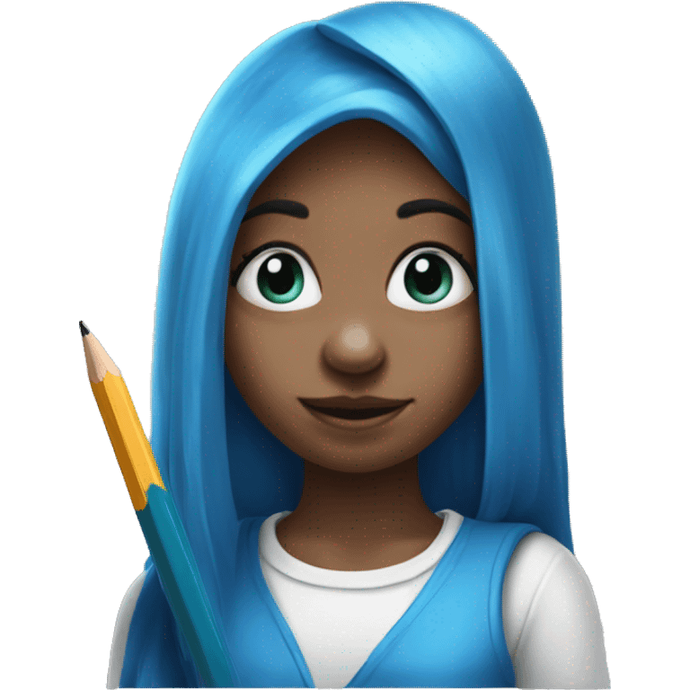 Girl Smurf with pencil  emoji