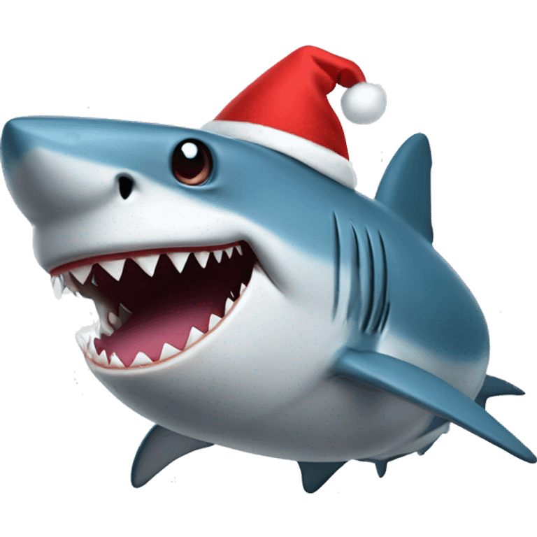 shark wearing santa hat emoji