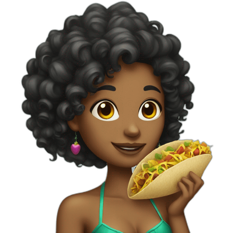 black curly mermaid with taco emoji