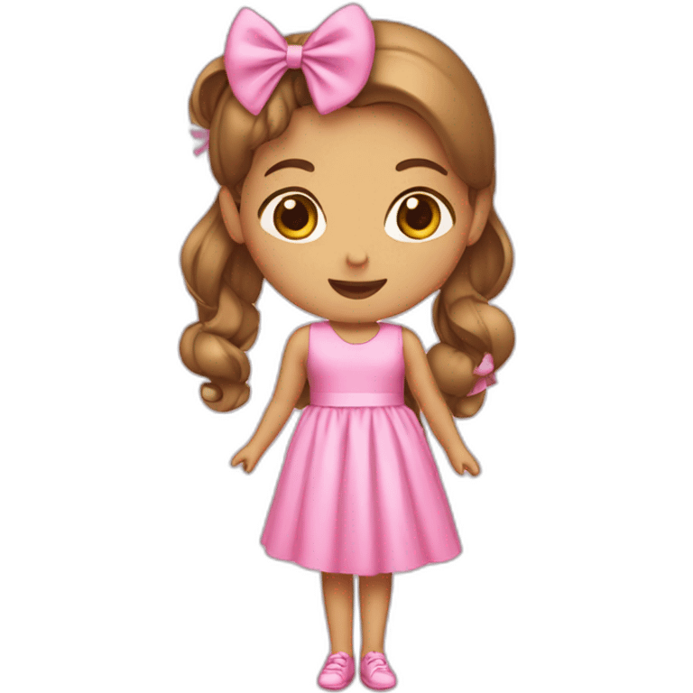 A girl with pink dress and pink bow  emoji