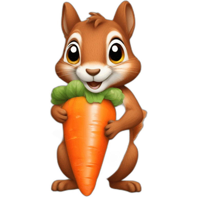 a squirrel holds a carrot in its paws emoji