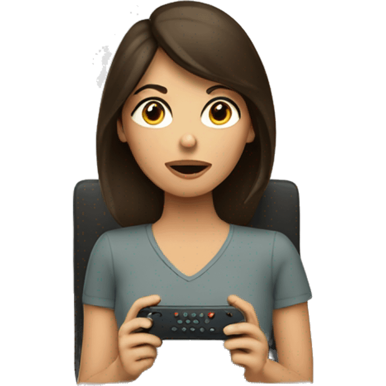 Brunette watching TV emoji