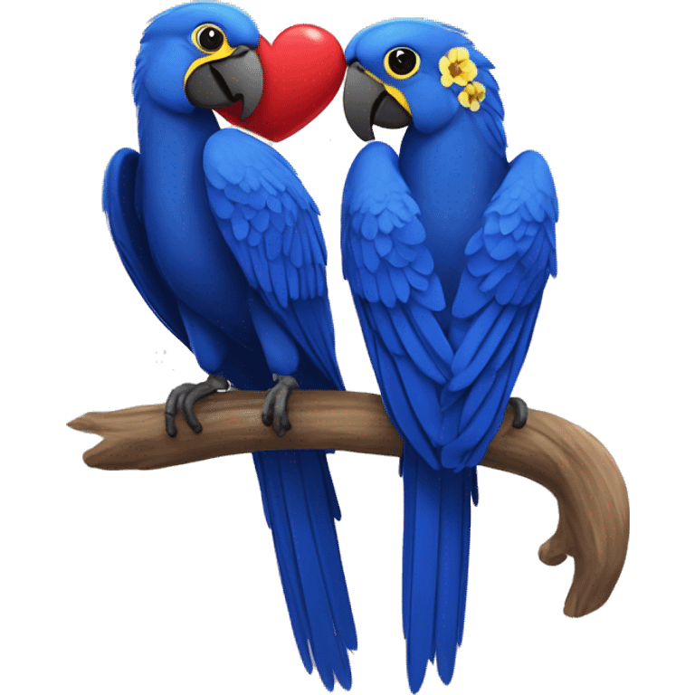 Hyacinth Macaw pair Full Body love with heart emoji