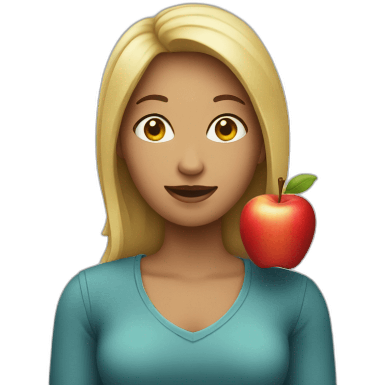 woman holding an apple emoji