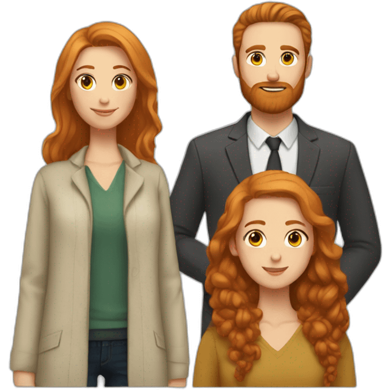 Bearded white man with very short dark hair and girlfriend with long ginger hair emoji