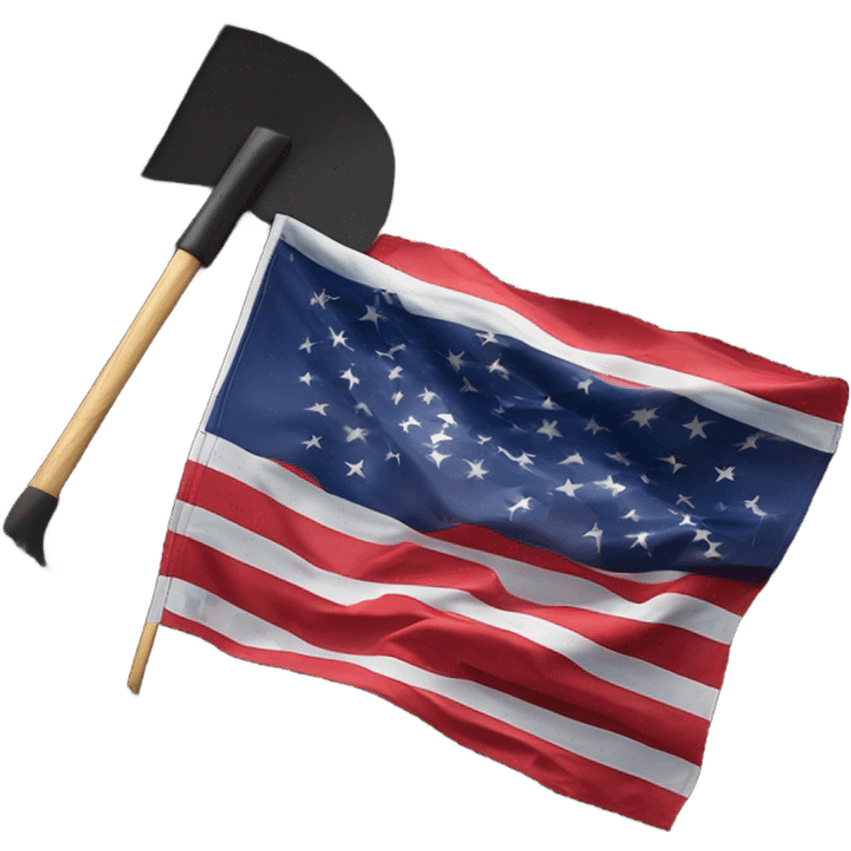 Large American Flag attached to one smaller black shovel in the ground   emoji