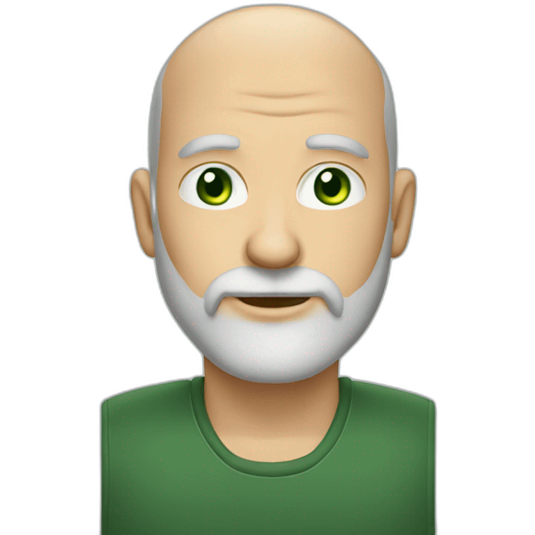 Bald man with a gray beard and green eyes emoji