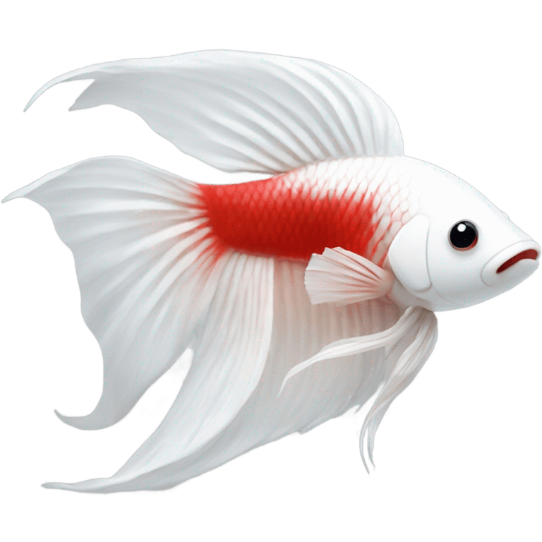 White betta fish happy, external fins red not white but the body and head white  emoji