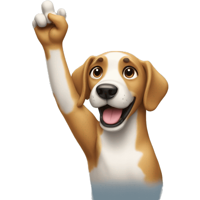 Dog waving hi emoji