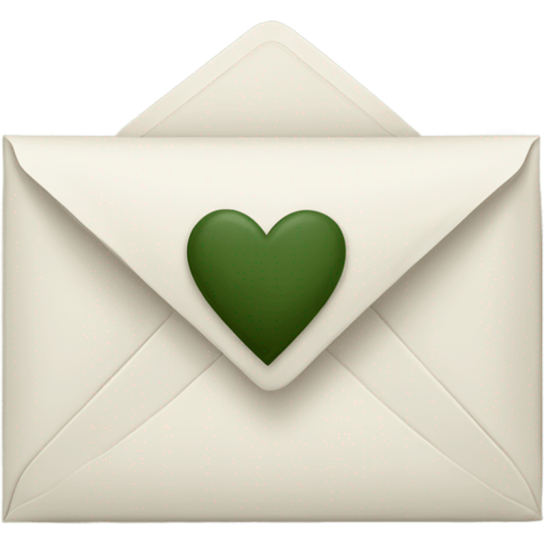 white envelope with a dark khaki green heart emoji