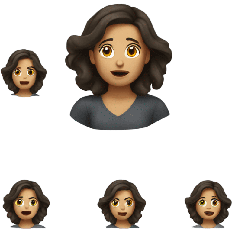 Brunette woman in tornado emoji