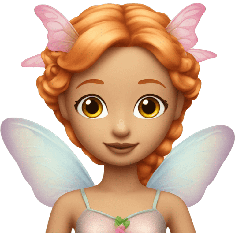 Beautiful ginger Barbie fairy with a fawn emoji