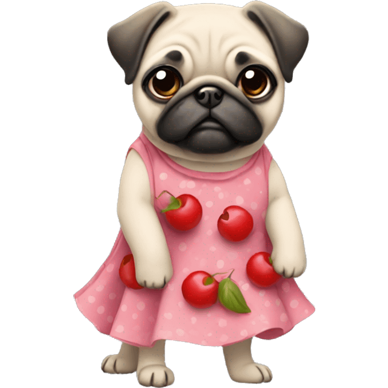  fun pug wearing dress with cherries emoji