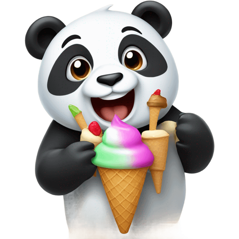 Panda eating ice cream emoji