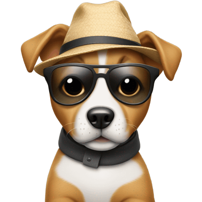 Puppy with hat and sunglasses emoji