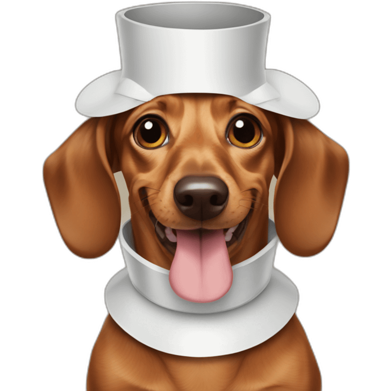 smiling dachshund with Elizabethan collar emoji