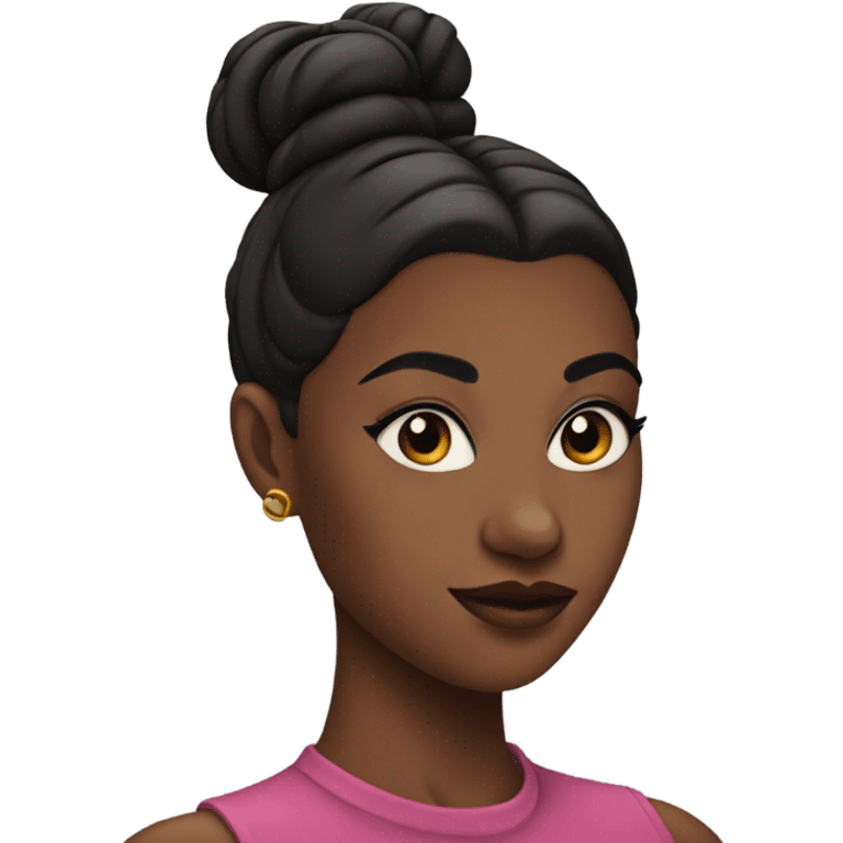 A black girl with 2 Buns and a slick back with 92i makeup emoji