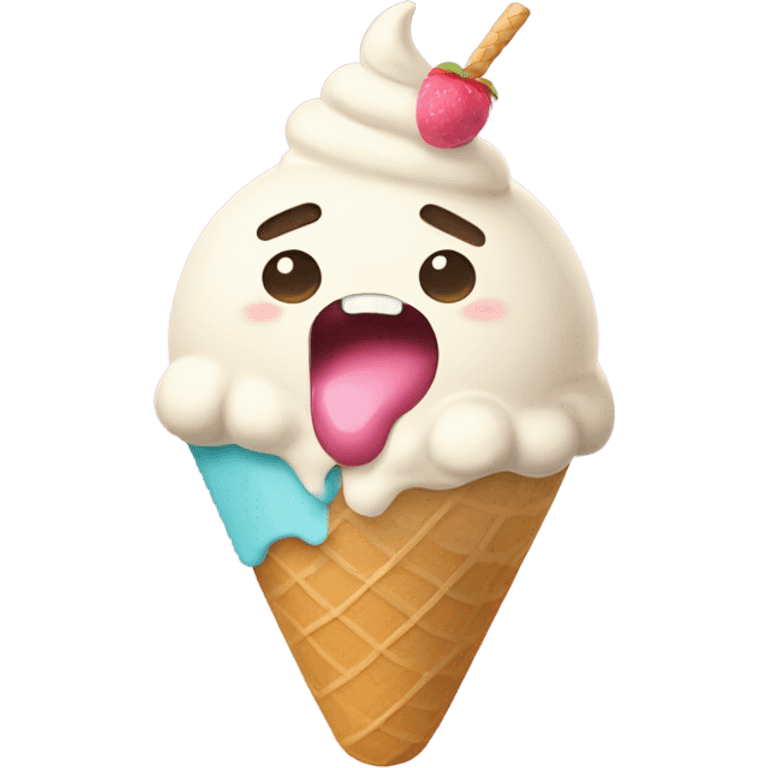 A SQUISHMALLOW eating a ice cream emoji