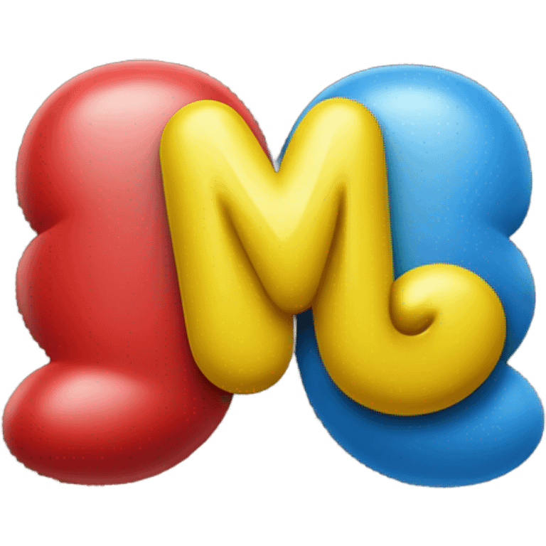 Blue m&m candy with letter M, Yellow, m&m candy with letter N, and Red m&m candy with letter M emoji