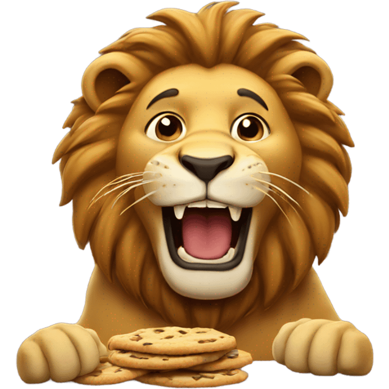 Lion eating cookies emoji