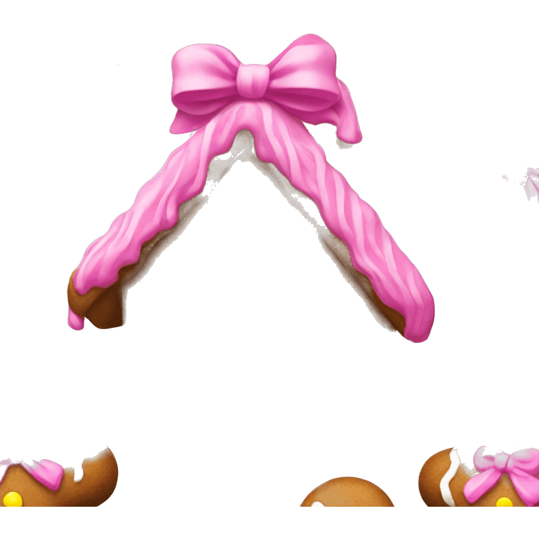 Gingerbread house with a pink bow  emoji