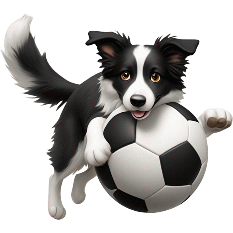 border collie with soccer ball emoji