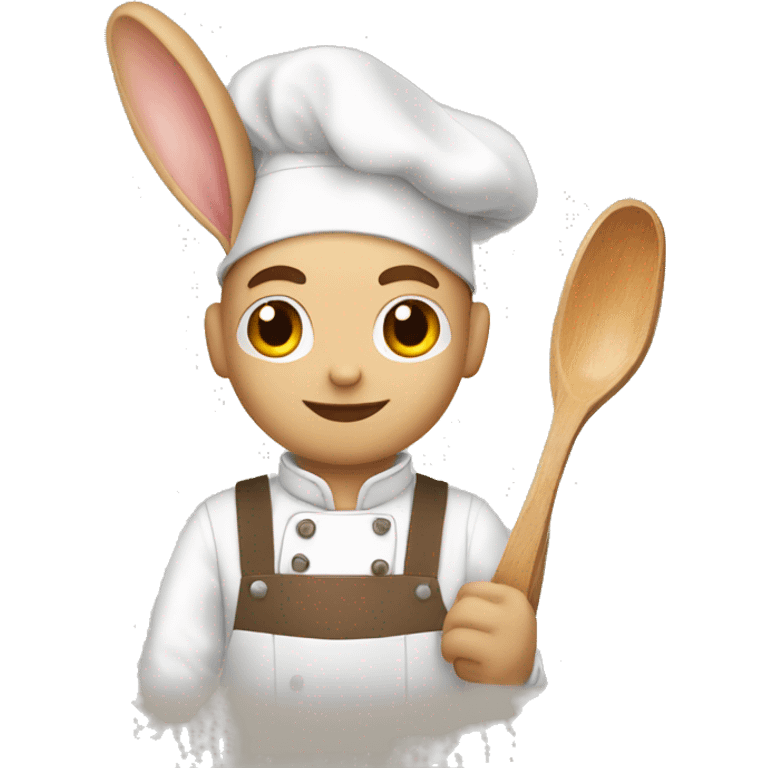 Homme blanc brun qui cuisine un lapin emoji