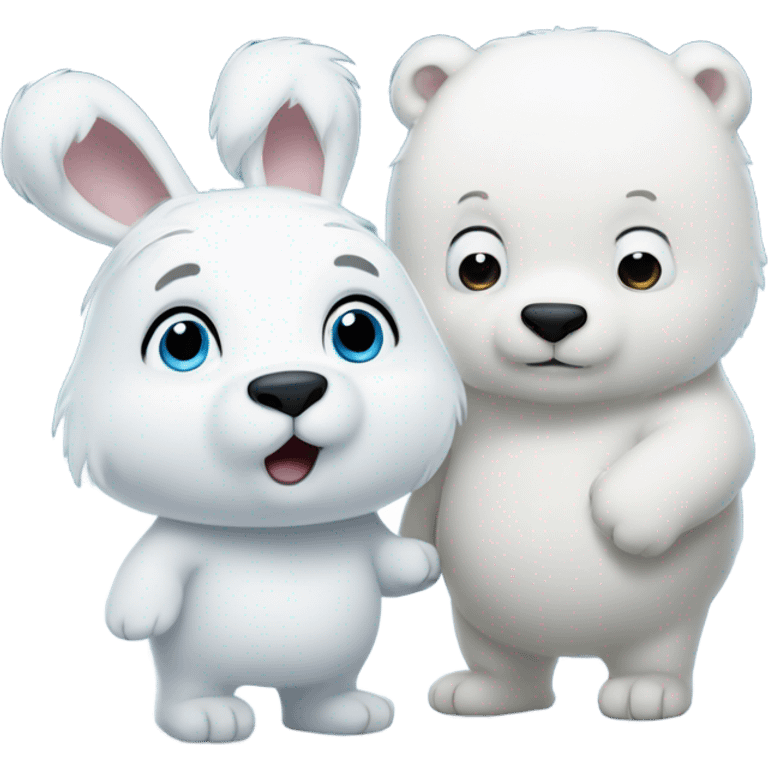 Snow Rabbit and ice bear face to face  emoji