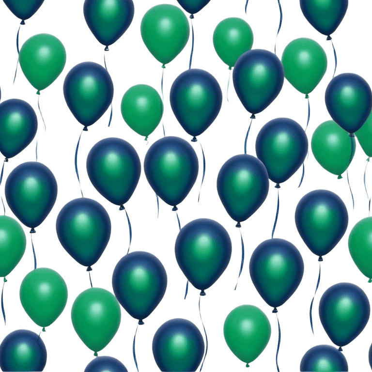 many of deep green and navy blue Baloons 4K emoji