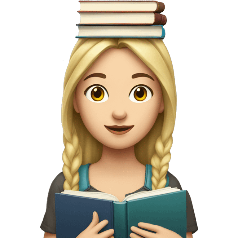 caucasian girl with books on her head emoji