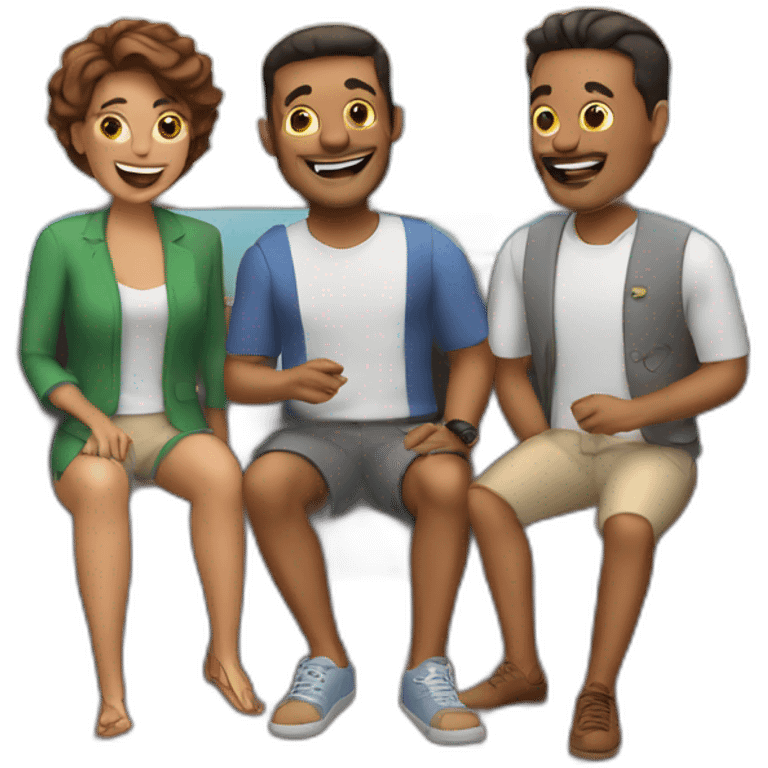 3 males, 1 female, on a cruise, having fun emoji