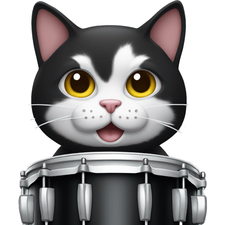 Tuxedo cat drummer emoji