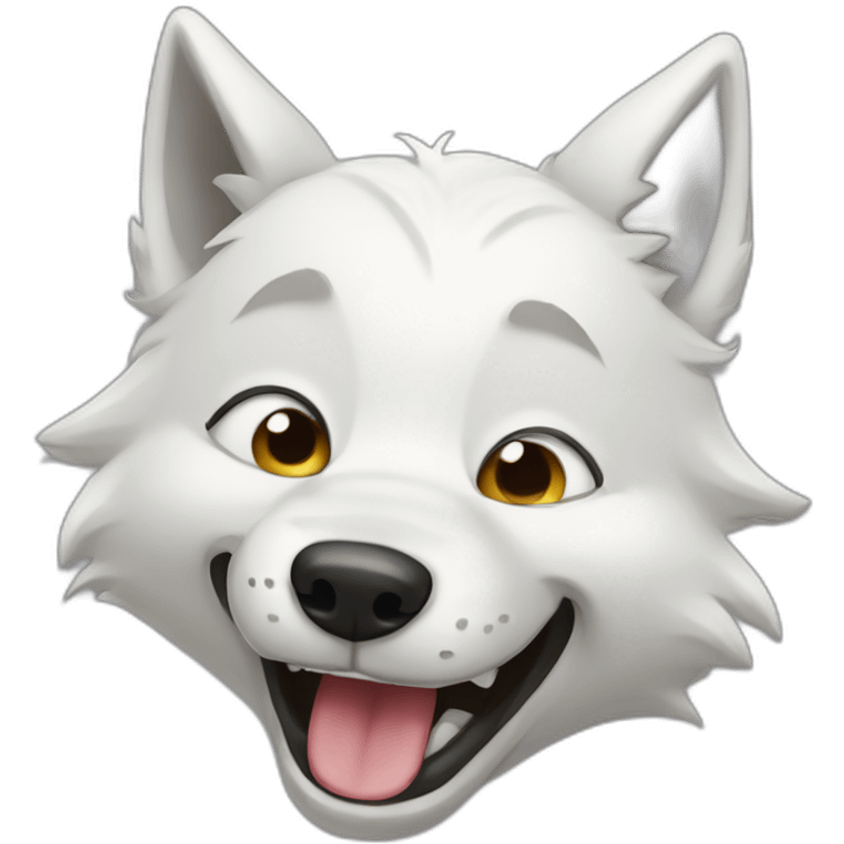 White wolf giggling emoji