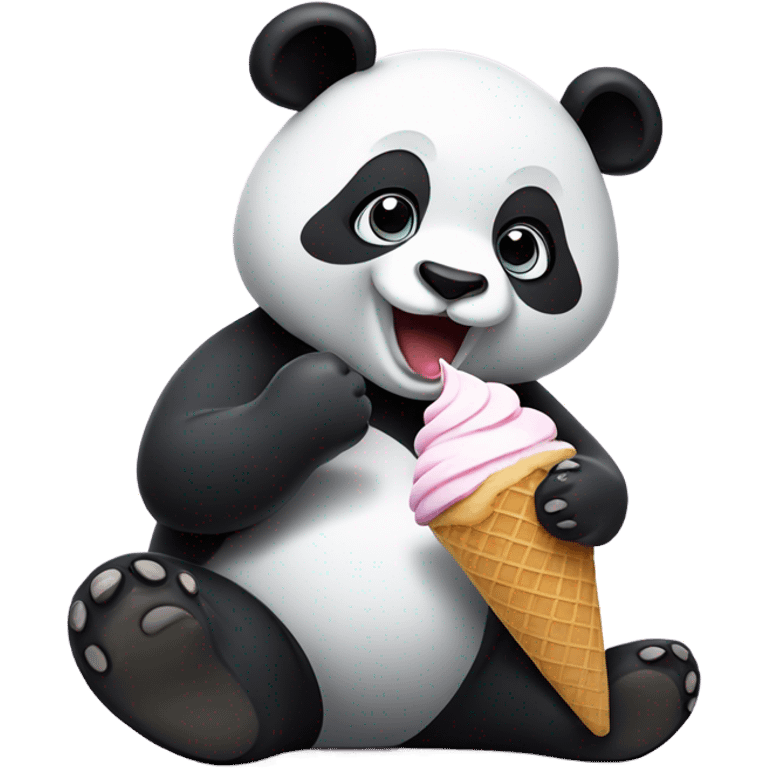 Panda eating ice cream emoji