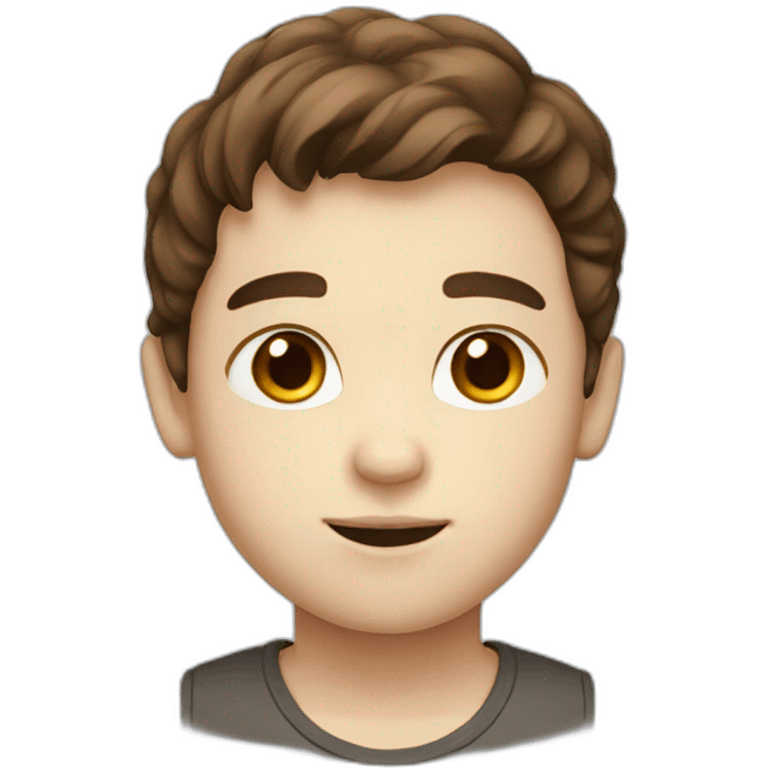 Young boy with brown hair and brown eyes white skin emoji