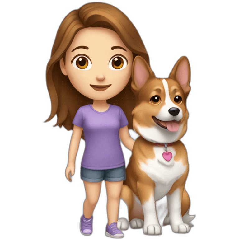 Brown hair girl with corgi emoji