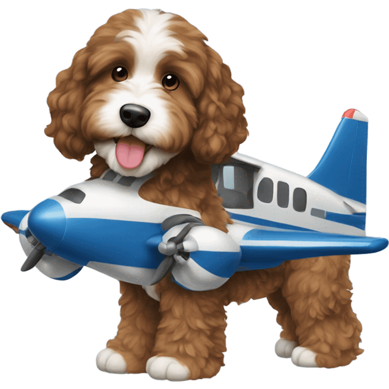 Bernedoodle in airplane emoji