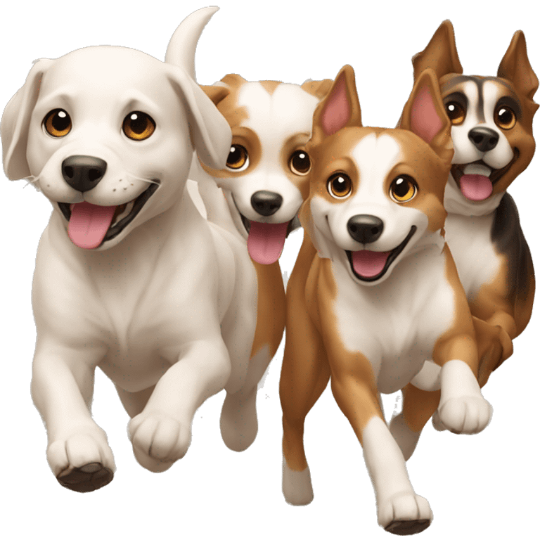 3 dogs  running together emoji