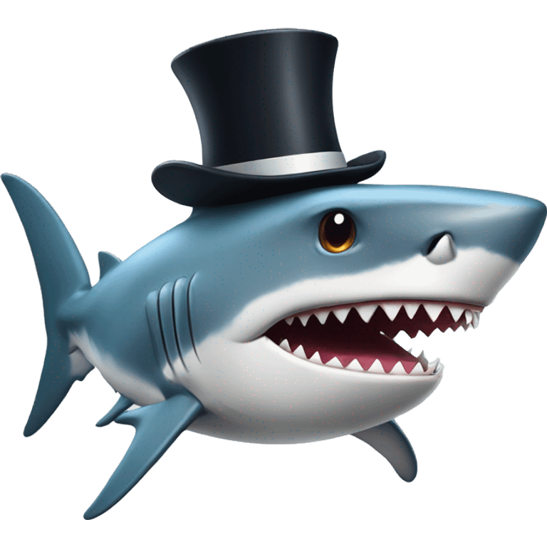 Shark with a top hat emoji