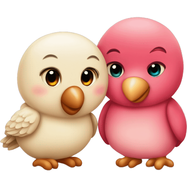 Love couple teddy bear and lovebird emoji