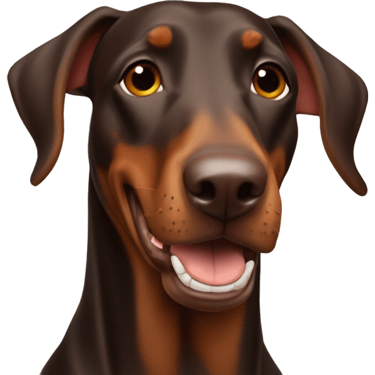 Brown happy Doberman with floppy ears  emoji