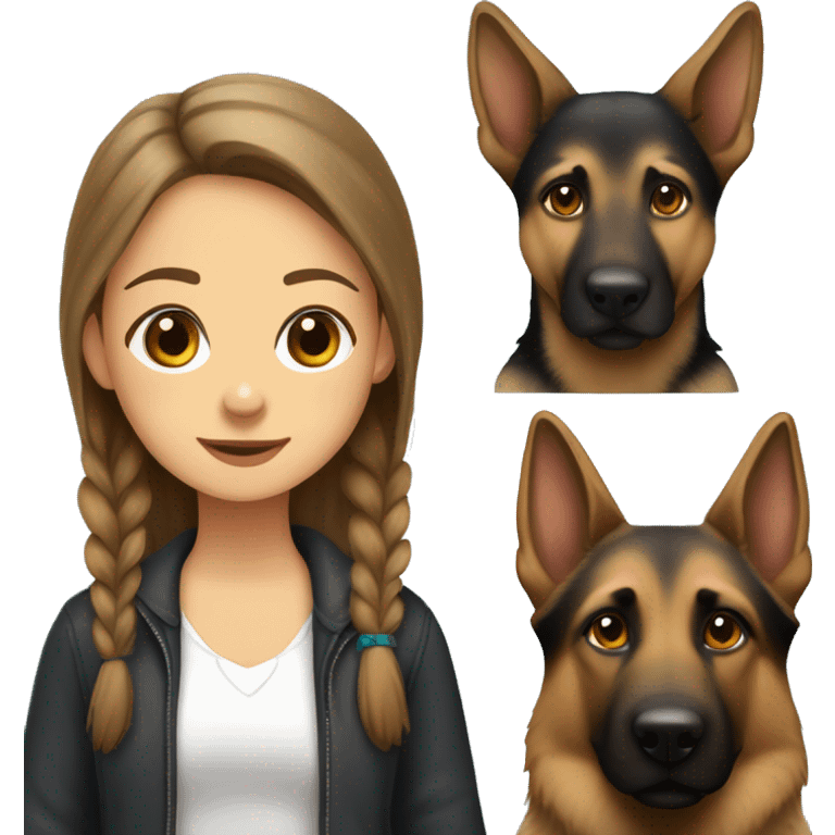 german shepherd with a girl with brown hair emoji