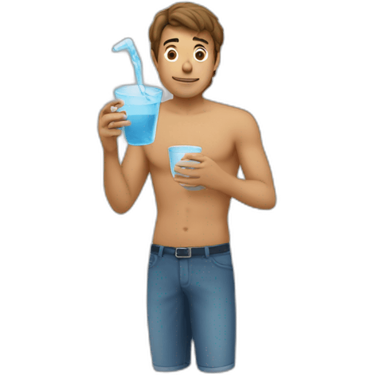 a guy drnking a cup of water  emoji