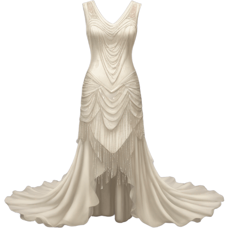 Hyper Realistic vintage flapper Wedding dress displays emoji