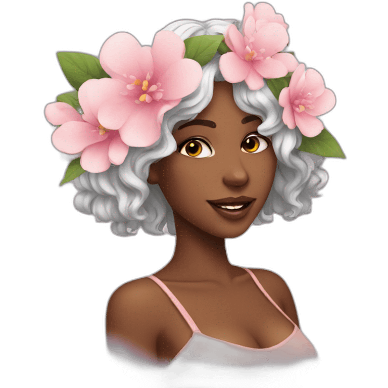 Sexy girl with flowers emoji