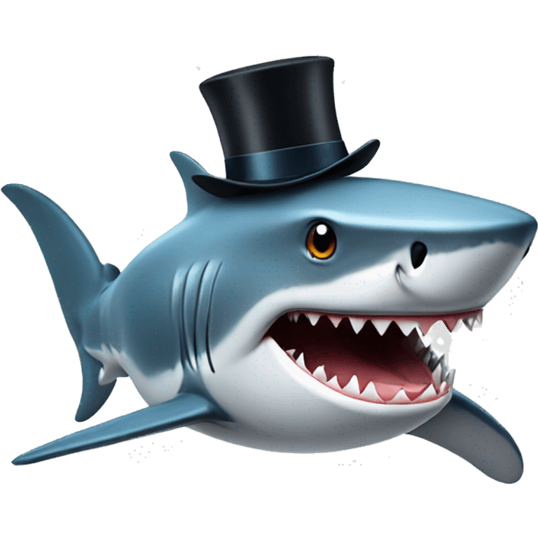 Shark with a top hat emoji